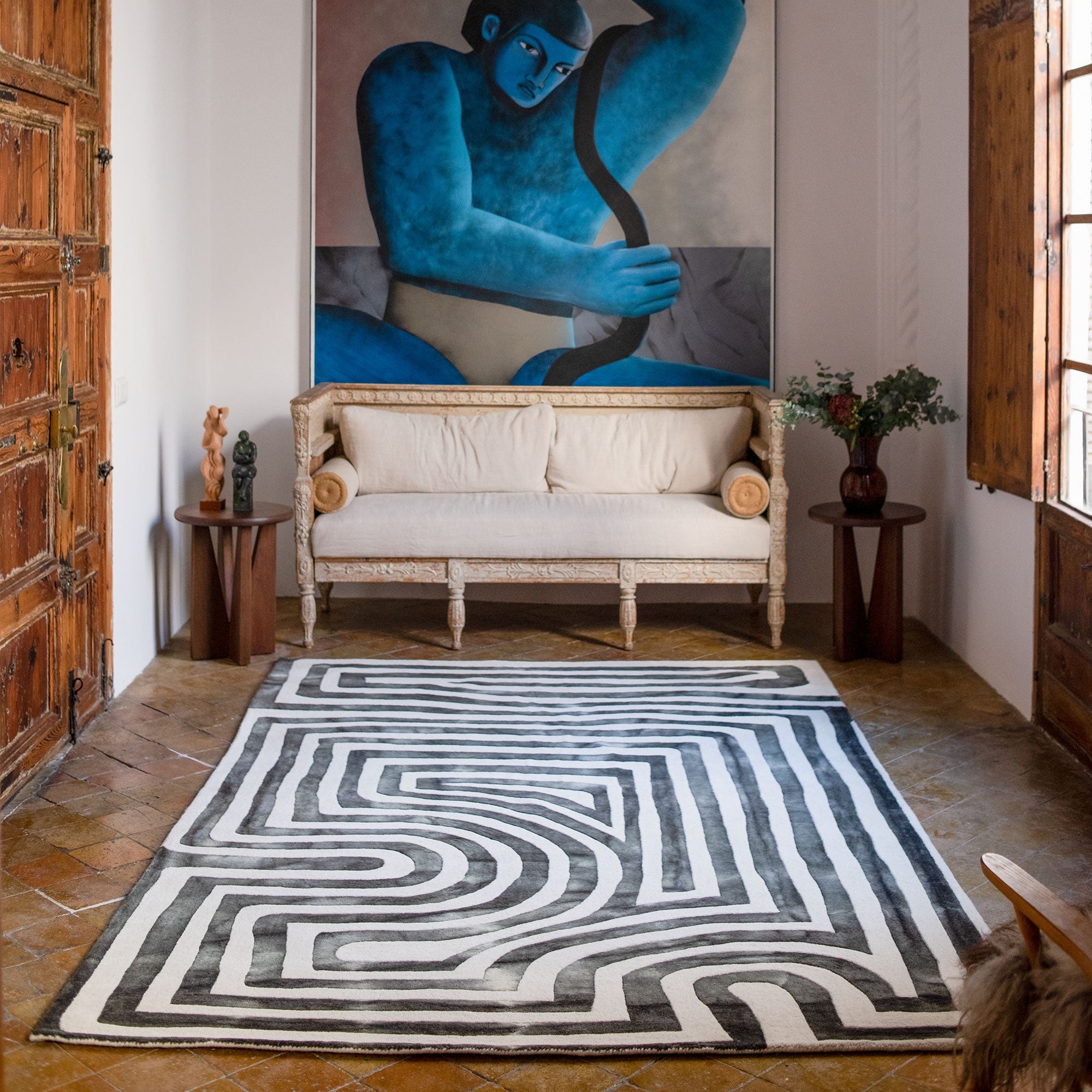 Psychadelic Labyrinth Dip Dye Rug 79 x 118